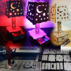 Laser Cut Wooden Decorative Table Lamp with Drawer CDR and DXF File