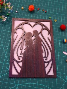 Laser Cut Wooden Decorative Wedding Card Design CDR and DXF File