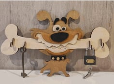 Laser Cut Wooden Dog Key Holder Free Vector