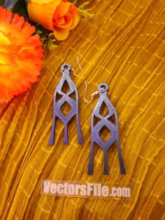 Laser Cut Wooden Earring Design Long Earring Template Jewelry Design CDR and SVG File