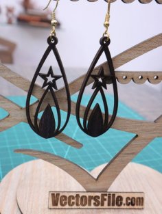 Laser Cut Wooden Earring Template Beautiful Wooden Jewelry CDR and SVG File