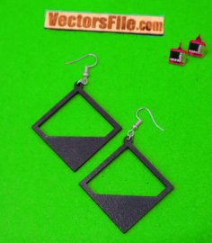 Laser Cut Wooden Earring Template Square Earring Design DXF and CDR File