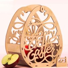 Laser Cut Wooden Easter Basket Egg Holder Basket CDR and DXF File