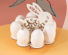 Laser Cut Wooden Egg Holder Stand Easter Bunny Egg Rack CDR File