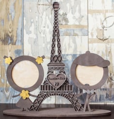 Laser Cut Wooden Eifel Tower Photo Frame Vector File Free CDR File