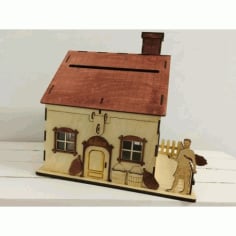 Laser Cut Wooden Engraved Money House CDR Vectors File