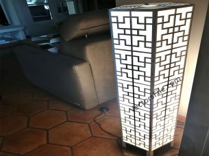 Laser Cut Wooden Floor Penta Shape Lamp Pattern Design