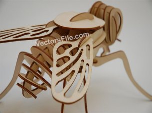 Laser Cut Wooden Fly 3D Puzzle Insect Model Kit