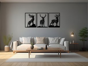 Laser Cut Wooden Frame Tree Branches Deer Wild Animal Wall Decor Idea