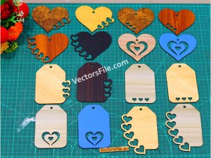 Laser Cut Wooden Gift Box Tags Label Cutout Template