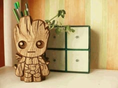 Laser Cut Wooden Groot Pencil Box Vector File