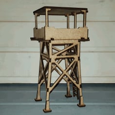 Laser Cut Wooden Guard Tower 3D Model DXF File