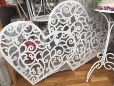 Laser Cut Wooden Heart Shape Grill Design Heart Decor Jali Panel CDR File