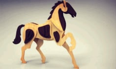 Laser Cut Wooden Horse 3D Puzzle Free CDR Vectors File