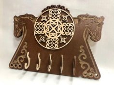 Laser Cut Wooden Horse Housekeeper Wall Key Organizer CDR File