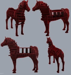 Laser Cut Wooden Horse Shelf Free Vector CDR File