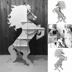 Laser Cut Wooden Horse Shelf Wooden Animal Shelf DXF File