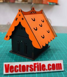 Laser Cut Wooden House Box Small House Jewelry Box Doll House CDR and DXF File