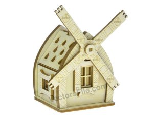 Laser Cut Wooden House for LED Candle Holder Decor Idea