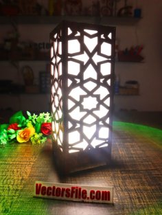 Laser Cut Wooden Jali Decorative Lamps Design Grill Panel Table Lamp DXF and CDR File