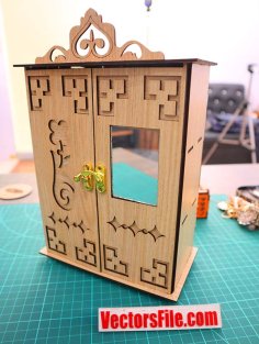 Laser Cut Wooden Jewellery Almirah Wooden Jewelry Organizer Jewelry Box CDR and DXF File