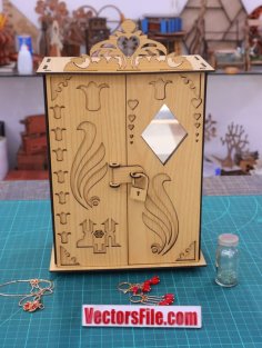 Laser Cut Wooden Jewelry Almirah Makeup Wooden Box CDR and DXF File