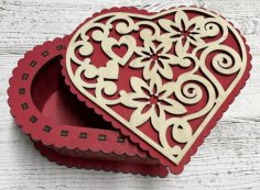 Laser Cut Wooden Jewelry Heart Box DXF File