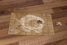 Laser Cut Wooden Jigsaw Puzzle Game with Laser Engraving Design Vector File