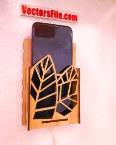 Laser Cut Wooden Leaf Wall Mounted Mobile Holder 3mm DXF and CDR File