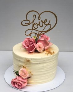 Laser Cut Wooden Love Cake Topper Vector File