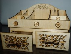 Laser Cut Wooden Makeup Organizer Cosmetic Storage Box Drawers CDR File