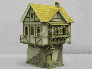Laser Cut Wooden Medieval House Model Dollhouse Design