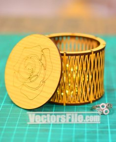 Laser Cut Wooden Mini Round Box Gift Box Jewelry Box DXF and CDR File