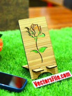 Laser Cut Wooden Mobile Holder Cell Phone Stand Flower Cut Phone Stand 3mm DXF and CDR File