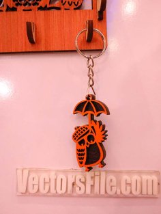 Laser Cut Wooden Owl Keychain Keyring Holder CDR and DXF File