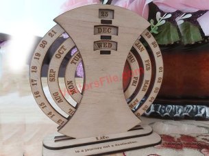 Laser Cut Wooden Perpetual Calendar with Rotating Rings