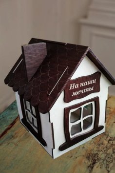 Laser Cut Wooden Piggy Bank Coin Box Small House CDR File