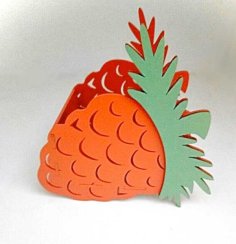 Laser Cut Wooden Pineapple Shaped Fruit Basket CDR File