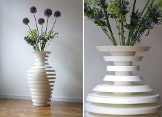 Laser Cut Wooden Round Flower Vase Flower Stand CDR File