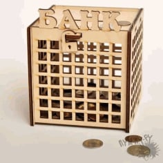 Laser cut Wooden Saving Bank Money Box CDR File