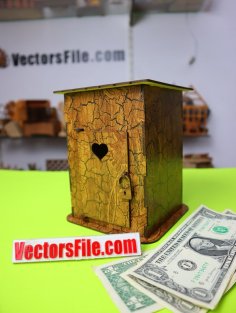 Laser Cut Wooden Saving Money Saving Box Wooden Piggy Bank Box CDR and DXF File