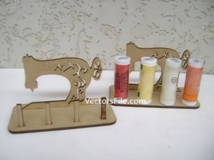 Laser Cut Wooden Sewing Thread Organizer Stand