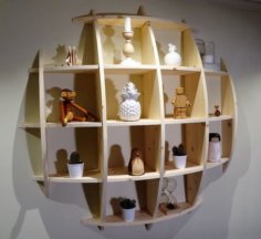 Laser Cut Wooden Sphere Shelf Wall Decor CDR File