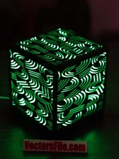 Laser Cut Wooden Square LED Night Light Lamp Model Table LED Lamp DXF and CDR File