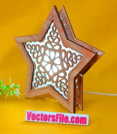 Laser Cut Wooden Star Lamp Desk Lamp Table Lamp Night Light Lamp DXF and CDR File