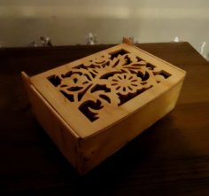 Laser Cut Wooden Storage Box Flower Pattern CDR File