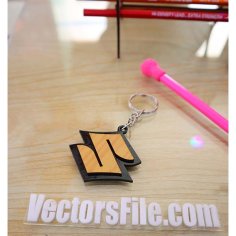 Laser Cut Wooden Suzuki Keychain Automobile Keyring Logo Template Vector File