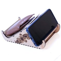 Laser Cut Wooden Tablet and Mobile Stand Desk Organizer Phone Holder Stand SVG File