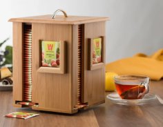 Laser Cut Wooden Tea Bag Organizer Box CDR File