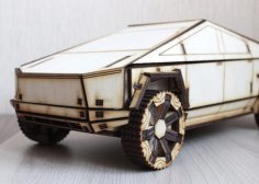 Laser Cut Wooden Tesla Cybertruck 3D Model Vector CDR File